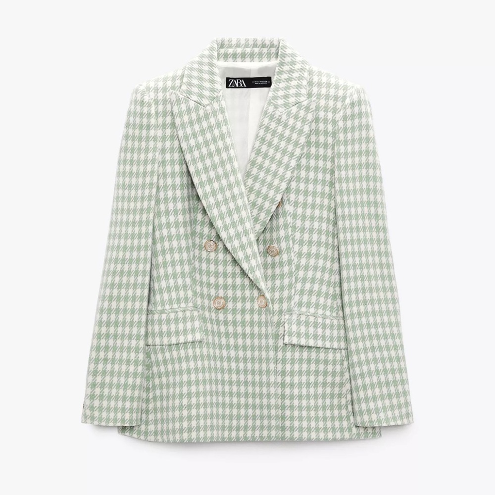 Zara Green Houndstooth Women's Blazer